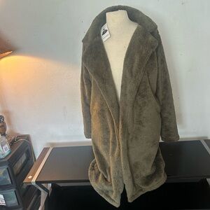 Cozy Olive Green Faux Fur Coat